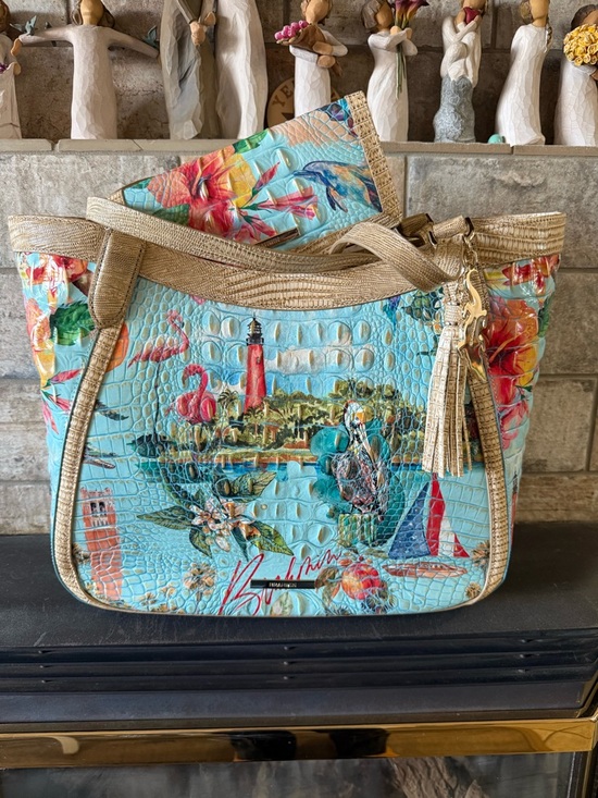 Brahmin Handbags - Brahmin Blue Tropical Eliza Tote Bag in Multi-Banner w/ wallet